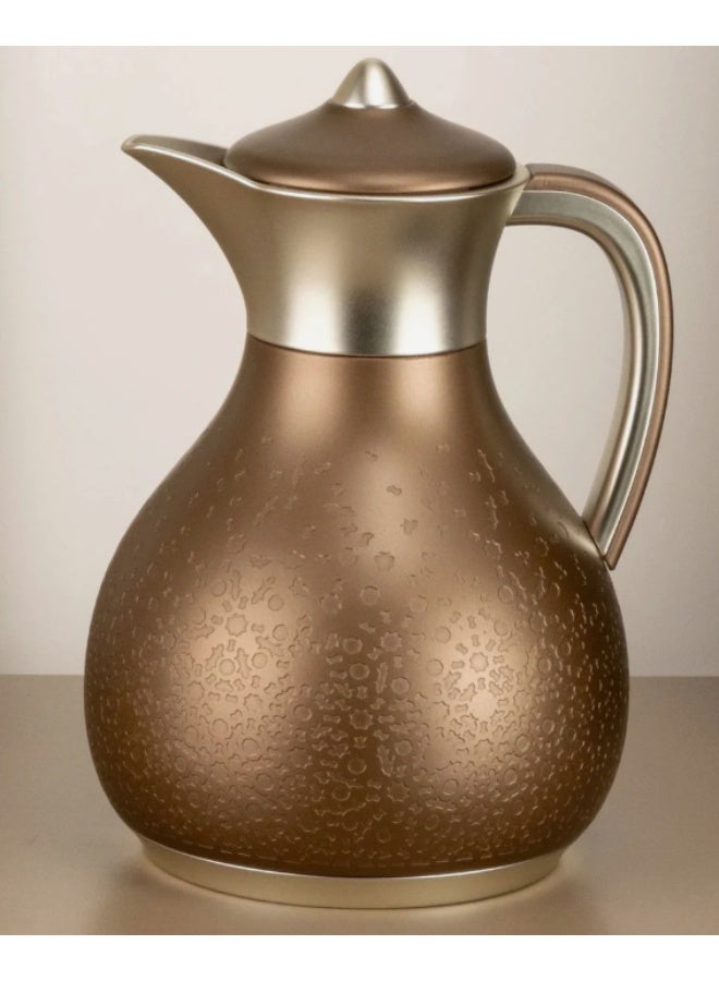 Otantik 1 Ltr Tea Or Coffee Pot From Nourhan - Matte Brown + Matte Silver - Image 3